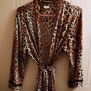 Leopard silk robe